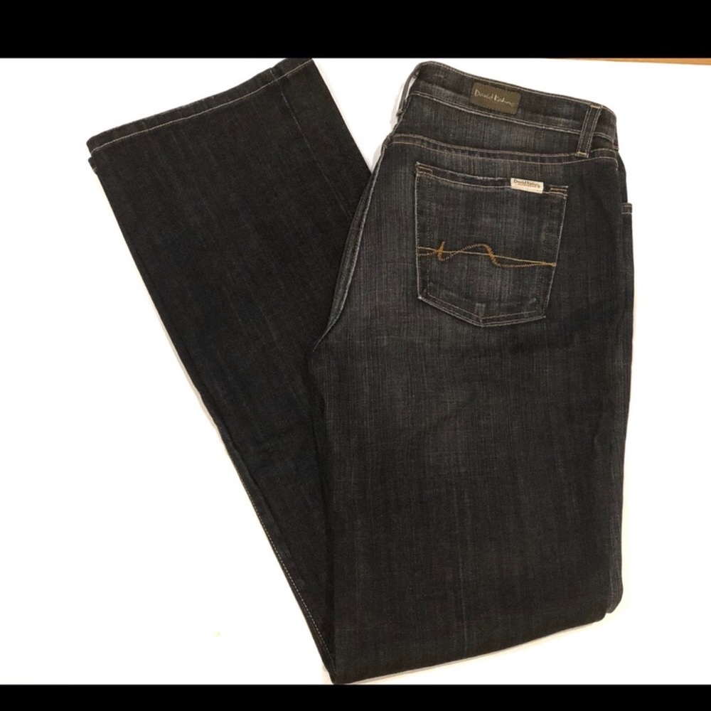 David Kahn Lauren Straight Leg Dark Denim Jean 10 Distressed Midrise
